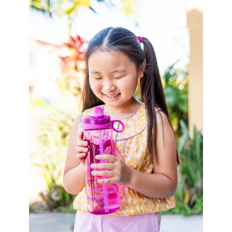 Pogo BPA-Free Tritan Plastic Water Bottle with Soft Straw, 32 Oz, Fuchsia - Image 2
